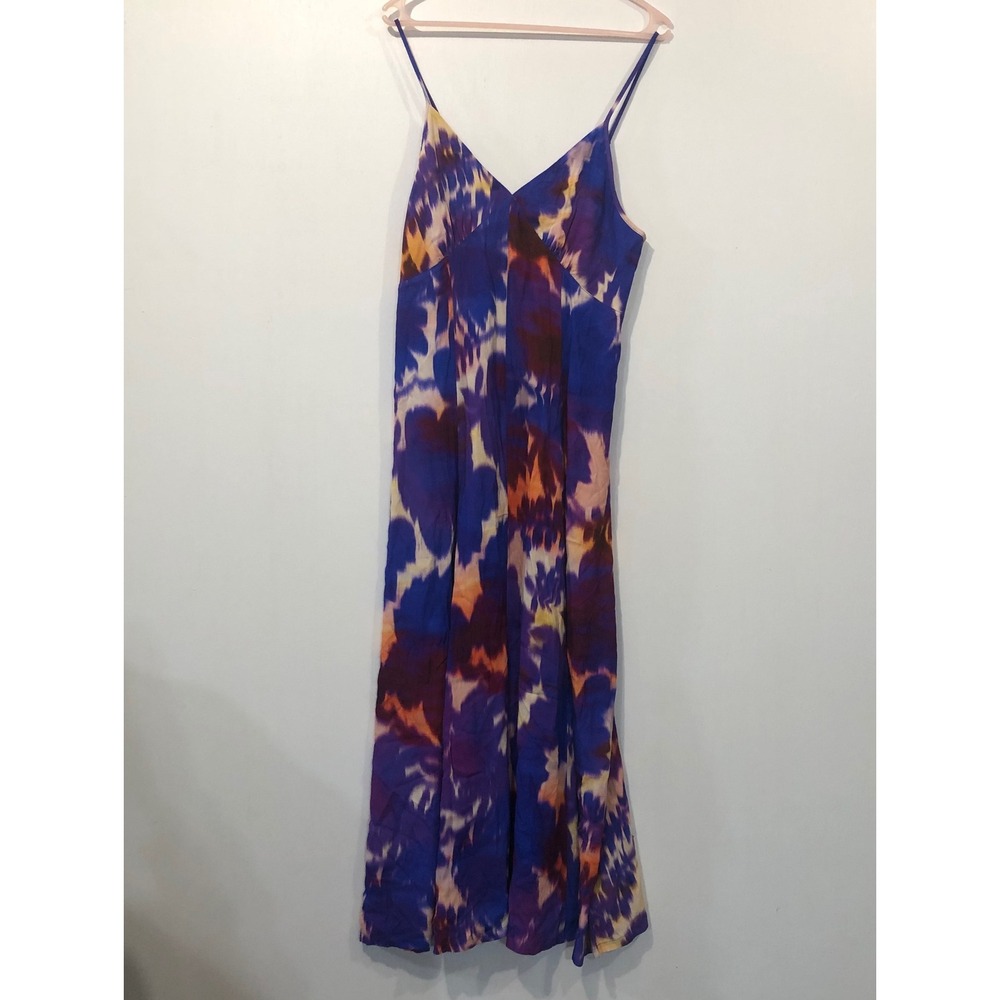 The Drop ISA Violet Watercolor Print Maxi Slip Dress Size Small